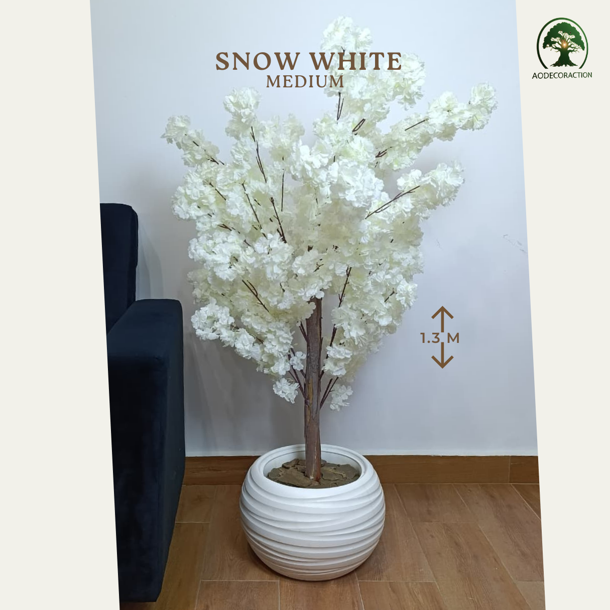 Snow White Faux Blossom Tree – Medium Volume (1.3m)