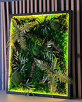 3D Artificial Moss & Botanical Wall Art with LED Lighting (80x80cm)