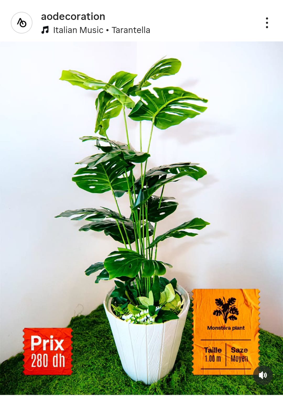 Artificial Monstera Deliciosa Plant – Medium (1m)